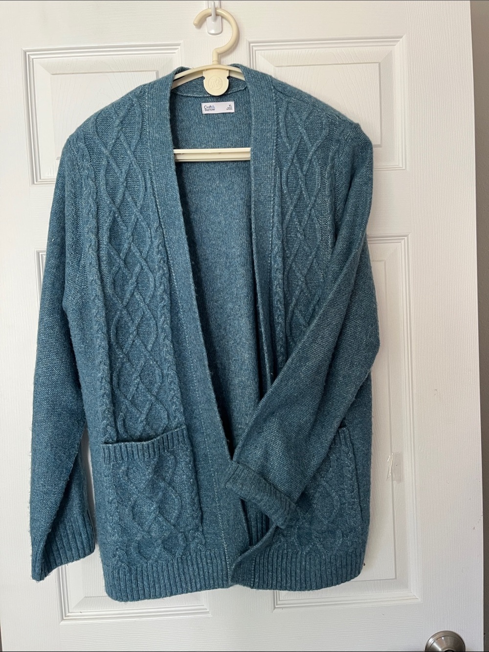 Croft and Barrow Light Turquoise Cable Knit Open Cardigan Size XL